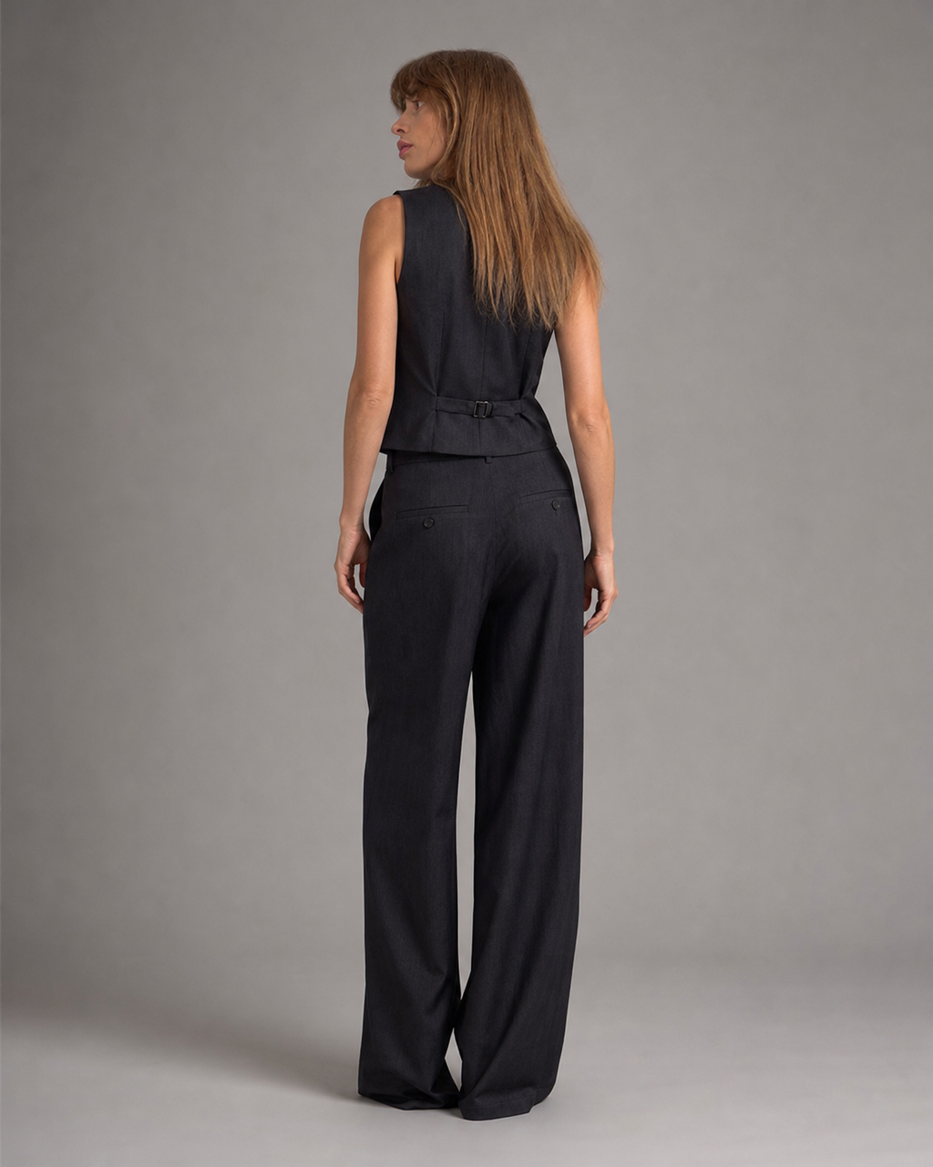 Omi Two-Piece Set | Women's Effortless Wide-Leg Co-Ord — Black — back
