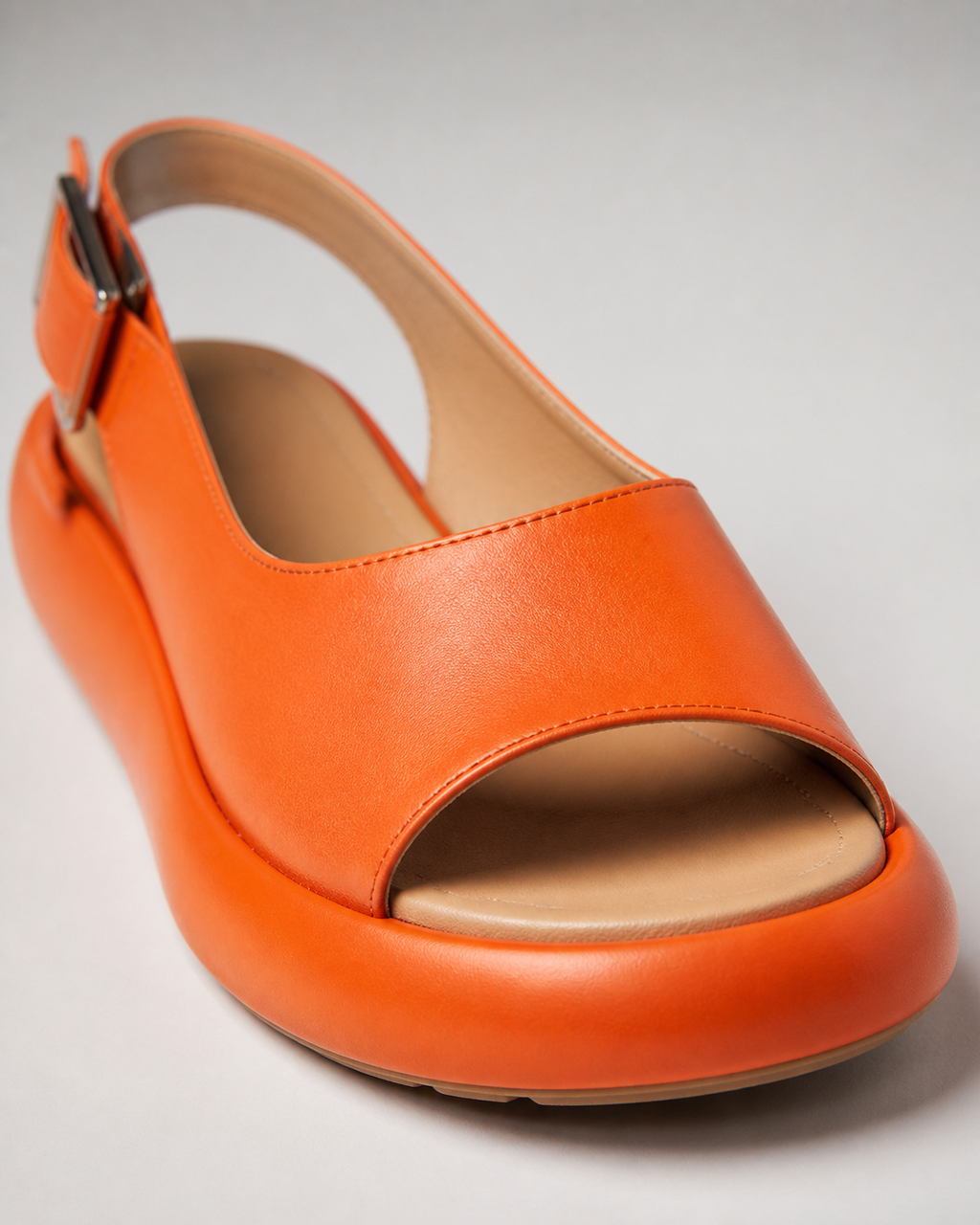 Darla Peep-Toe Slingback Sandals | Women's Flat Summer Sandals — Orange — macro