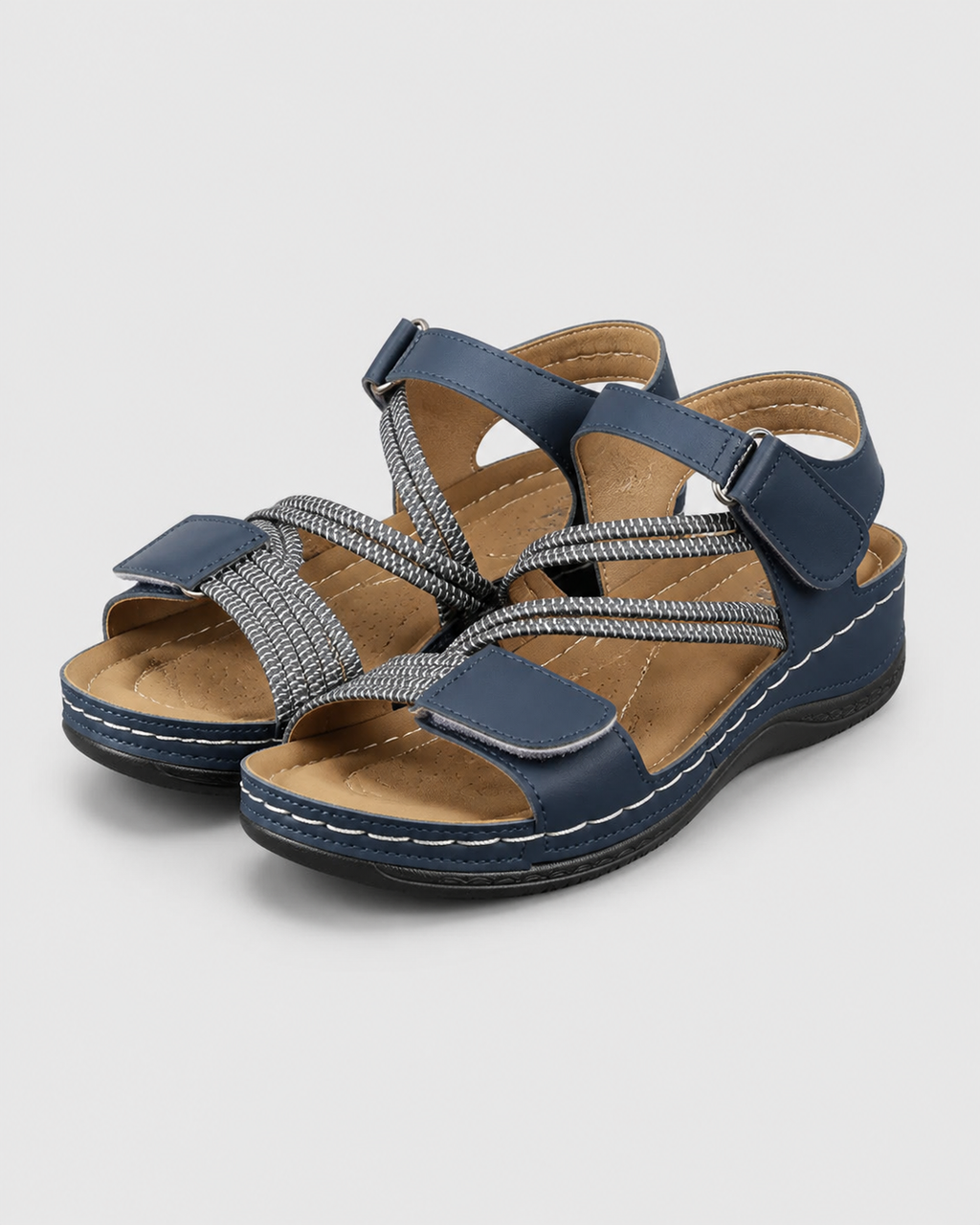 Felice Adjustable-Strap Sandals | Women's Cushioned Comfort Sandals — Blue — hero