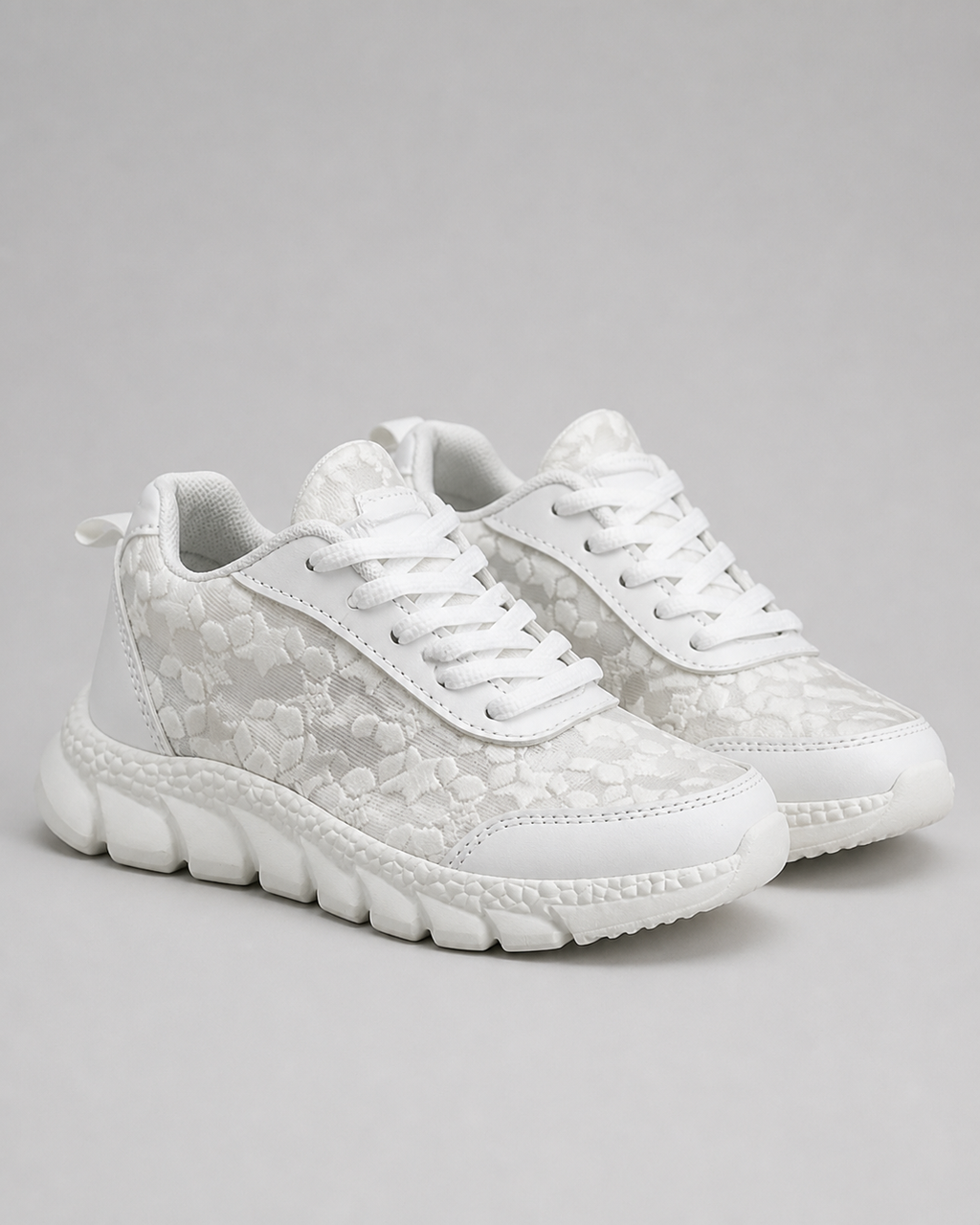 Nova White Lace Sneakers | Women's Casual Daily Trainers — White — hero