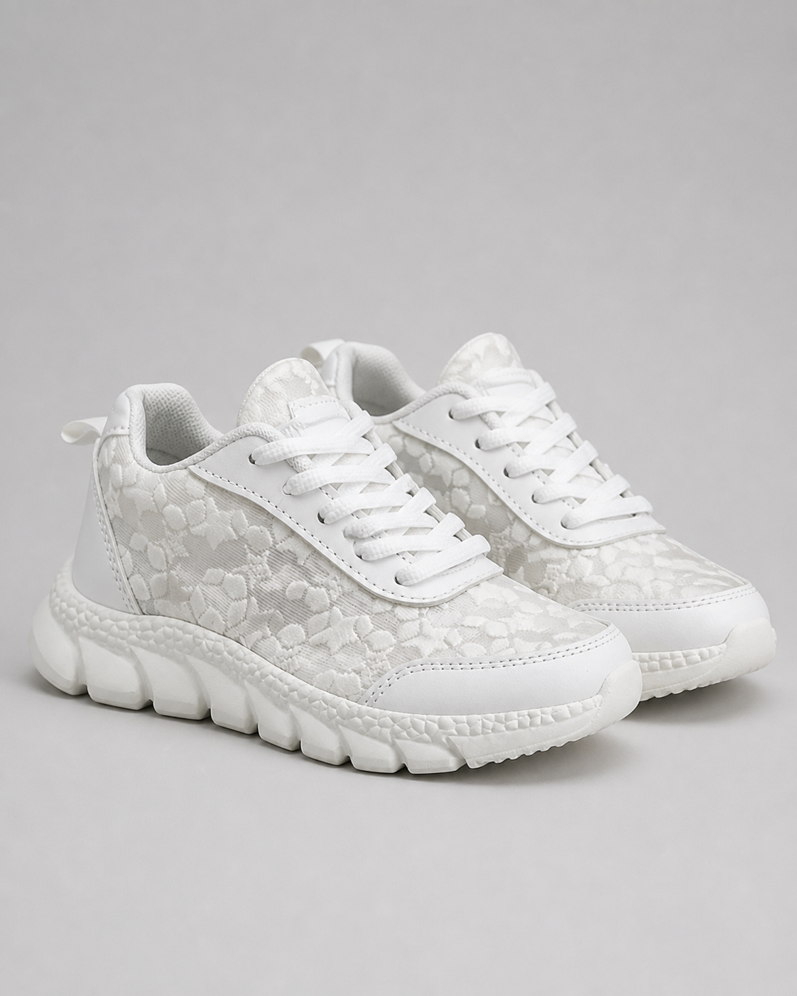 Nova White Lace Sneakers | Women's Casual Daily Trainers — White — hero