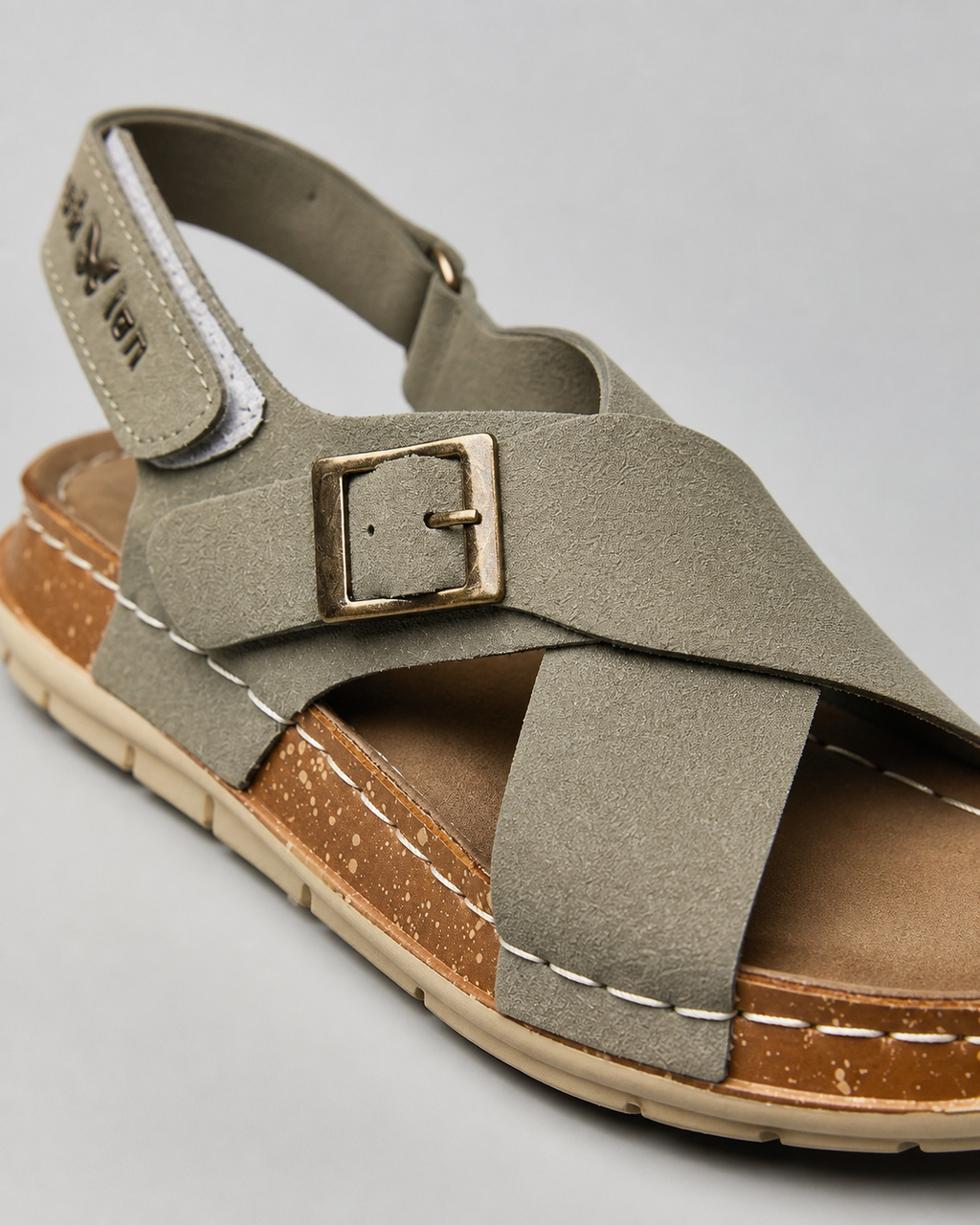 Viola Cross-Strap Wedge Sandals | Women's Cushioned Comfort Sandals — Olive — macro