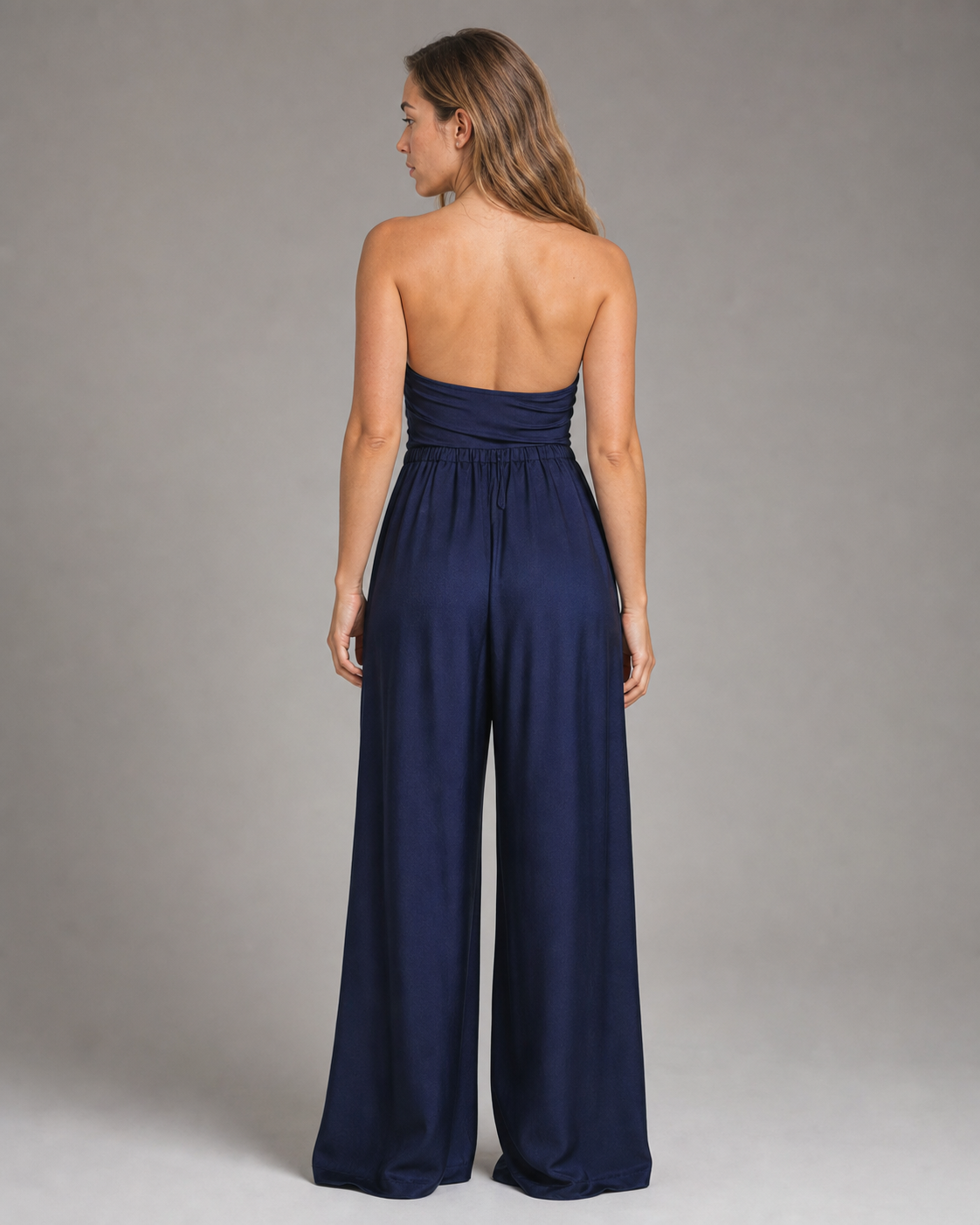 Cherry Drawstring Wide-Leg Pants | Women's Relaxed Trousers — Blue — back