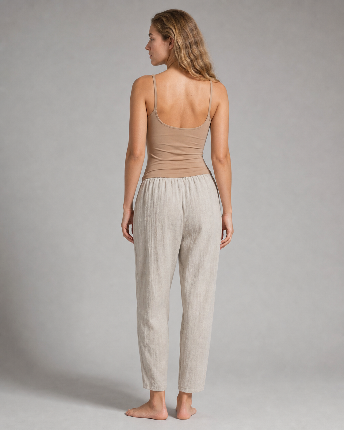 Desiree Relaxed Barrel Pants | Women's Lightweight Summer Trousers — Beige — back