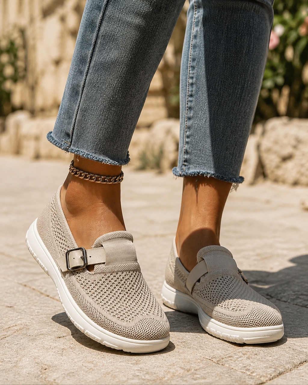 Celestria Mesh Walking Sandals | Women's Sport Comfort Sandals — Beige — onfoot