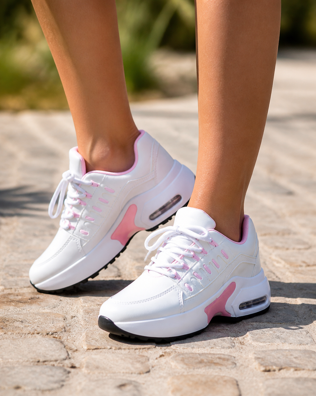 Thea Air-Cushion Platform Sneakers | Women's Running Trainers — White — onfoot