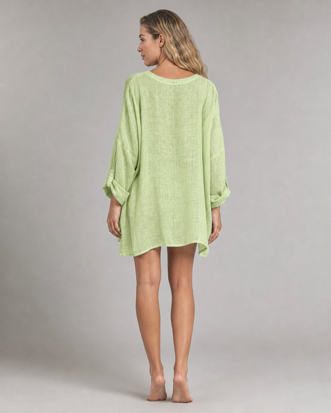 Criza Oversized Shirt | Women's Lightweight Relaxed Blouse — Green — back