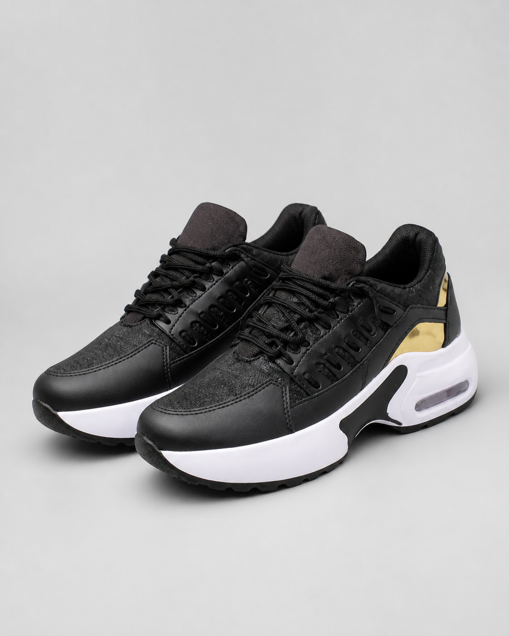 Thea Air-Cushion Platform Sneakers | Women's Running Trainers — Black — hero