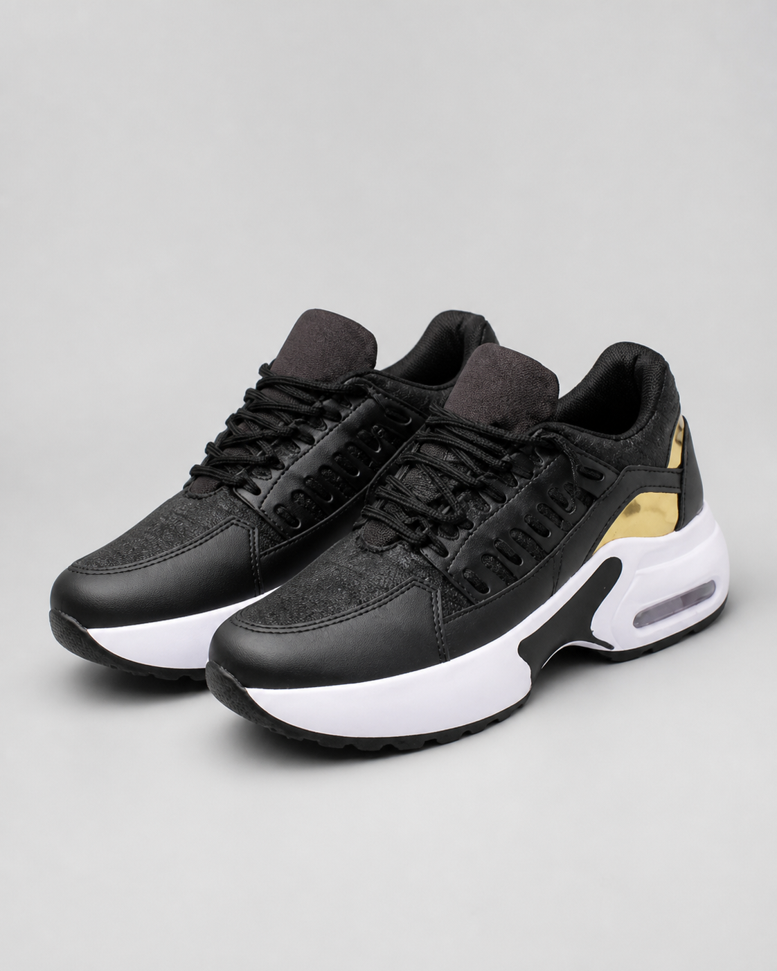 Thea Air-Cushion Platform Sneakers | Women's Running Trainers — Black — hero