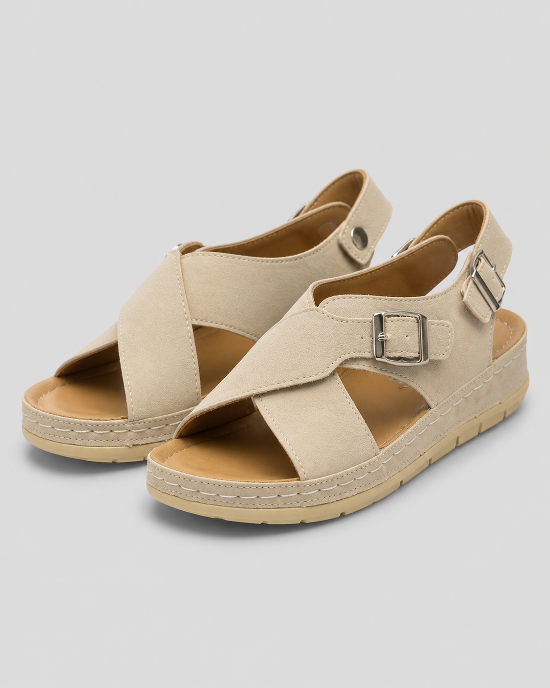 Liora Criss-Cross Comfort Sandals | Women's Cushioned Summer Sandals — Gray — hero