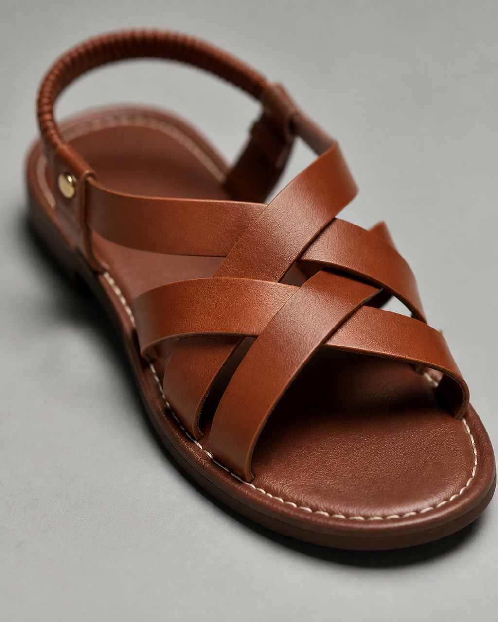Sicily Woven Flat Sandals | Women's Cross-Strap Summer Sandals — Brown — macro