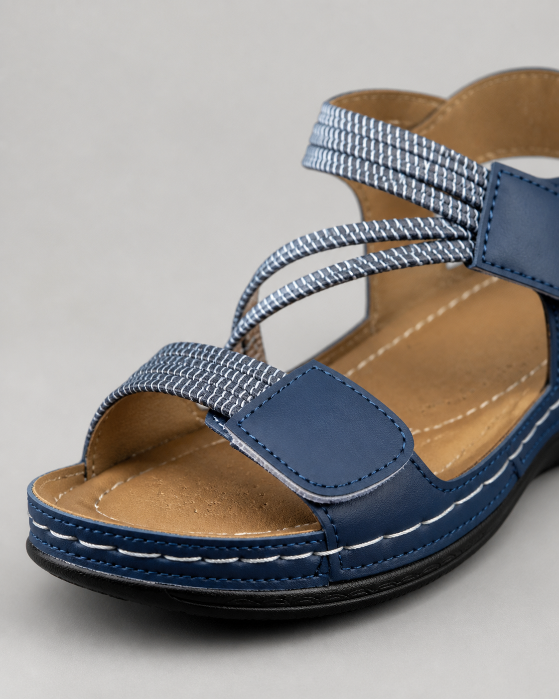 Felice Adjustable-Strap Sandals | Women's Cushioned Comfort Sandals — Blue — macro
