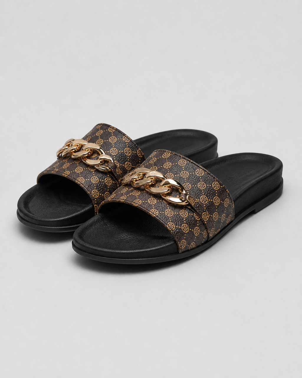 Milano Chain-Detail Sandals | Women's Cushioned Comfort Sandals — Coffee color — hero