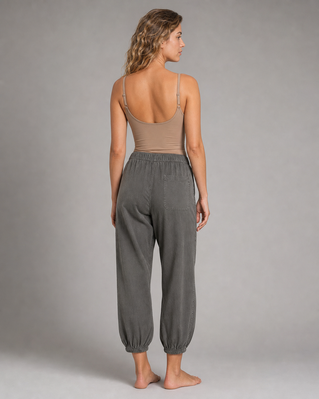 Lena High-Waist Straight Pants | Women's Relaxed Trousers — Dark Grey — back