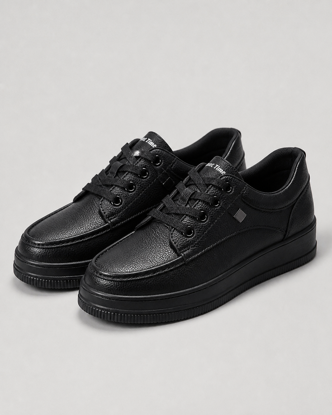 Penny Low-Profile Canvas Sneakers | Women's Lace-Up Flat Trainers — Black — hero