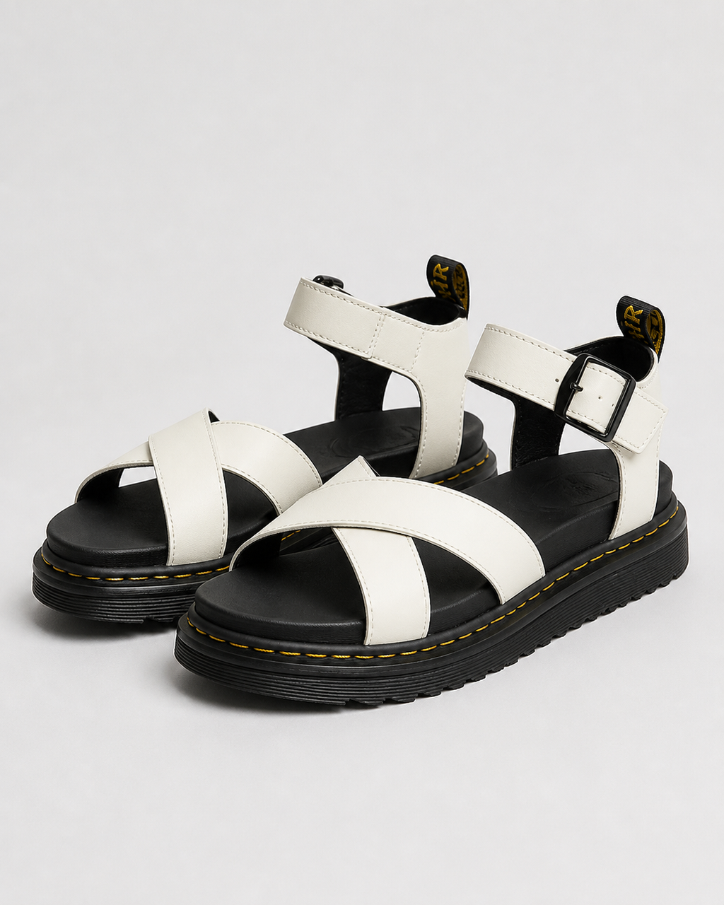 Bex Cross-Strap Flatform Sandals | Women's Sport Buckle Sandals — White — hero