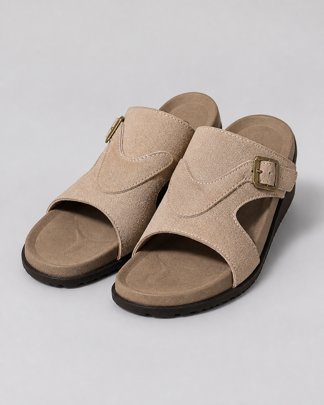 Lidiya Wide-Band Flat Sandals | Women's Slingback Comfort Sandals — Beige — hero
