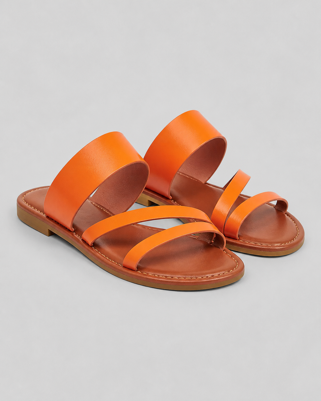 Grace Double-Strap Flat Sandals | Women's Slip-On Summer Sandals — Orange — hero