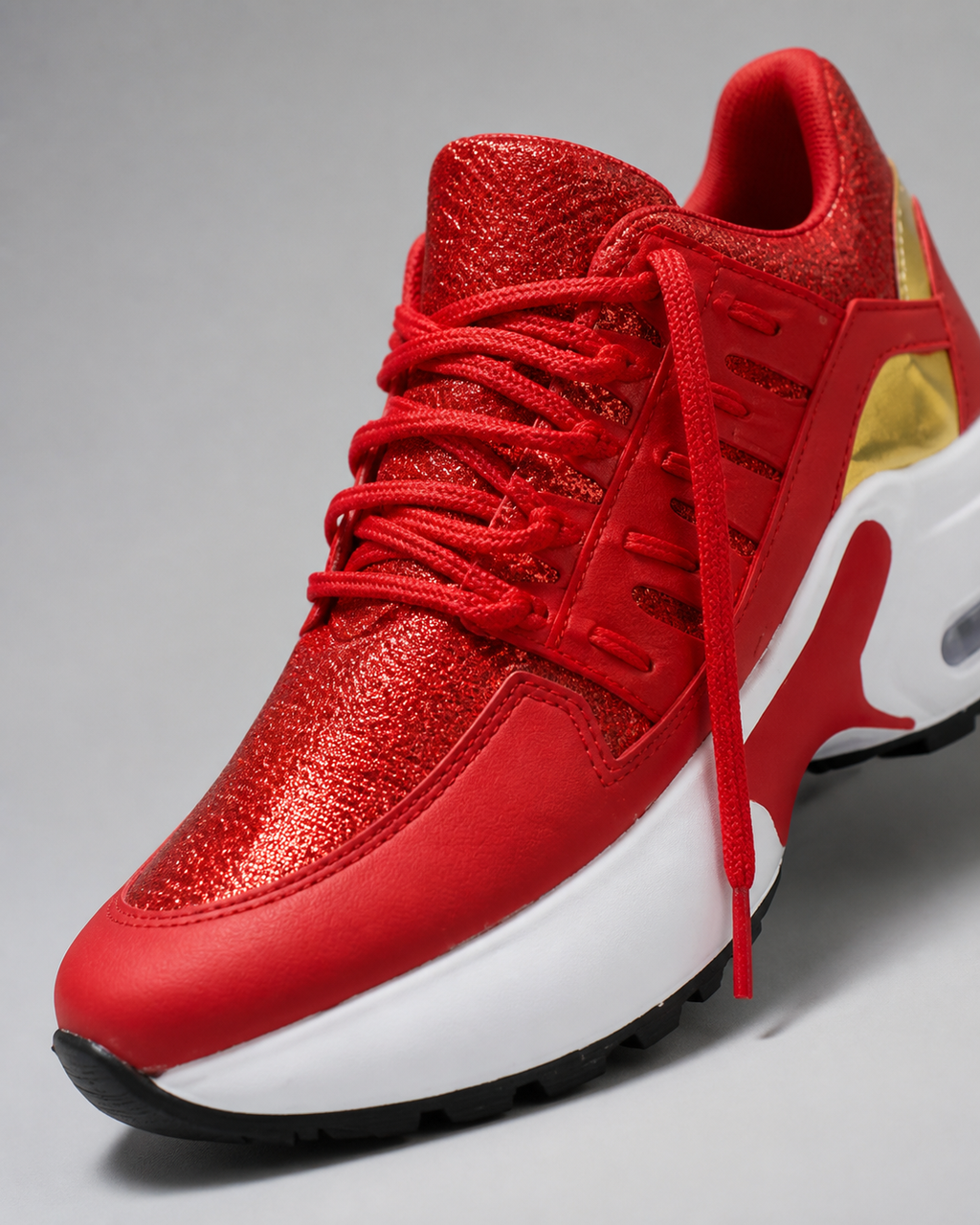 Thea Air-Cushion Platform Sneakers | Women's Running Trainers — Red — macro