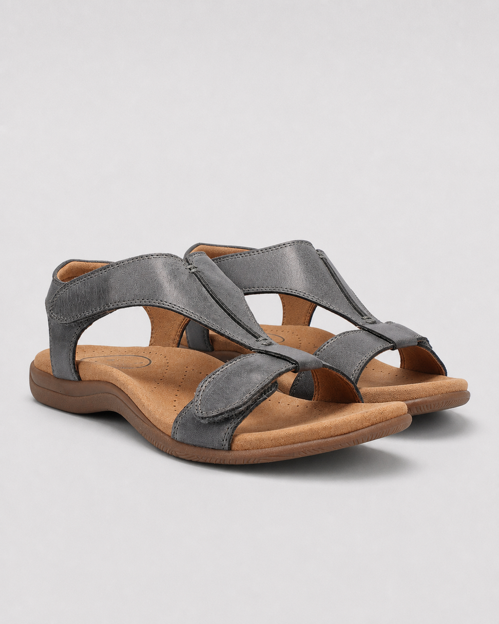 Fabiola Cushioned Comfort Sandals | Women's Cut-Out Summer Sandals — Gray — hero