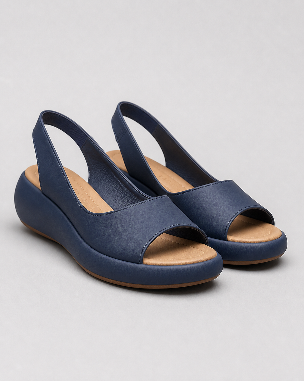 Solea Cushioned Peep-Toe Sandals | Women's Slip-On Comfort Sandals — Blue — hero