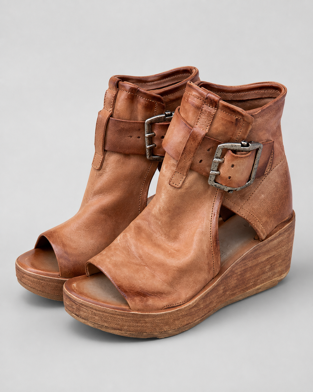Rosamund Ankle-Strap Wedge Sandals | Women's High Platform Sandals — Brown — hero