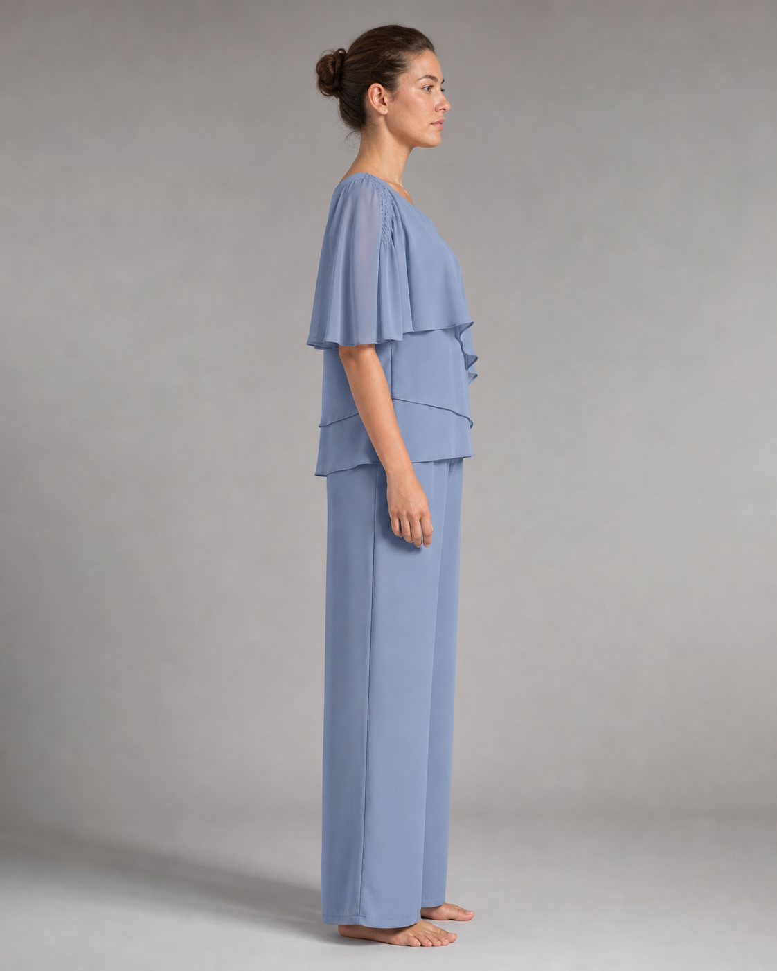 Karen Off-Shoulder Set | Women's Elegant Two-Piece Co-Ord — Light Blue — side