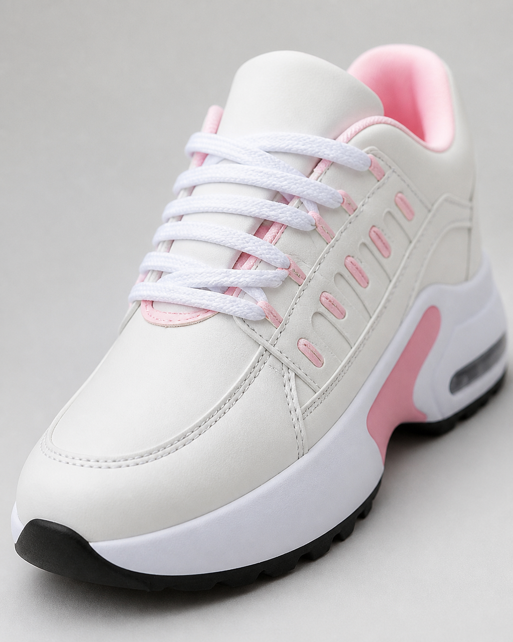 Thea Air-Cushion Platform Sneakers | Women's Running Trainers — White — macro