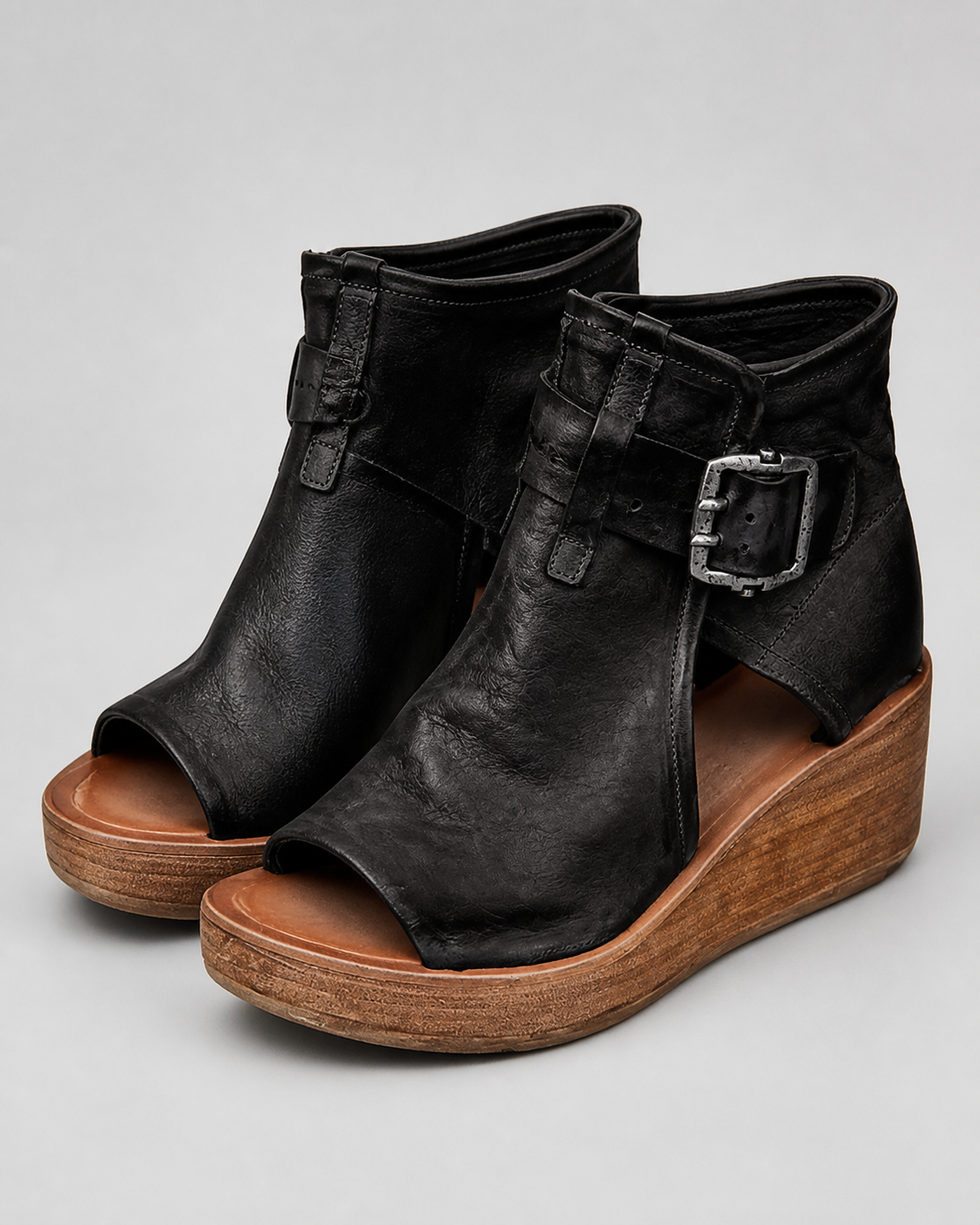 Rosamund Ankle-Strap Wedge Sandals | Women's High Platform Sandals — Black — hero