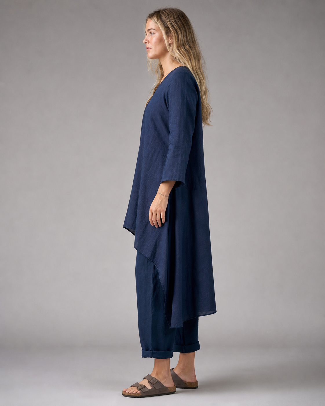 Joy Top & Trouser Set | Women's Relaxed Two-Piece Co-Ord — Navy Blue — side