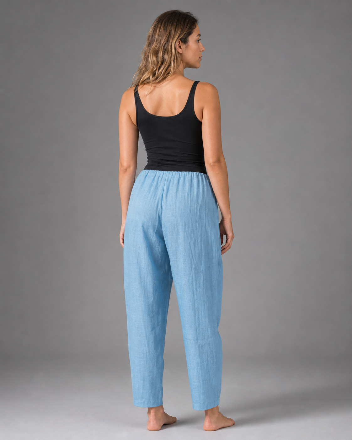 Desiree Relaxed Barrel Pants | Women's Lightweight Summer Trousers — Sky Blue — back