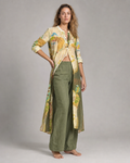 Andrea Summer Co-Ord | Women's Two-Piece Trouser Set — Yellow/Green — threequarter