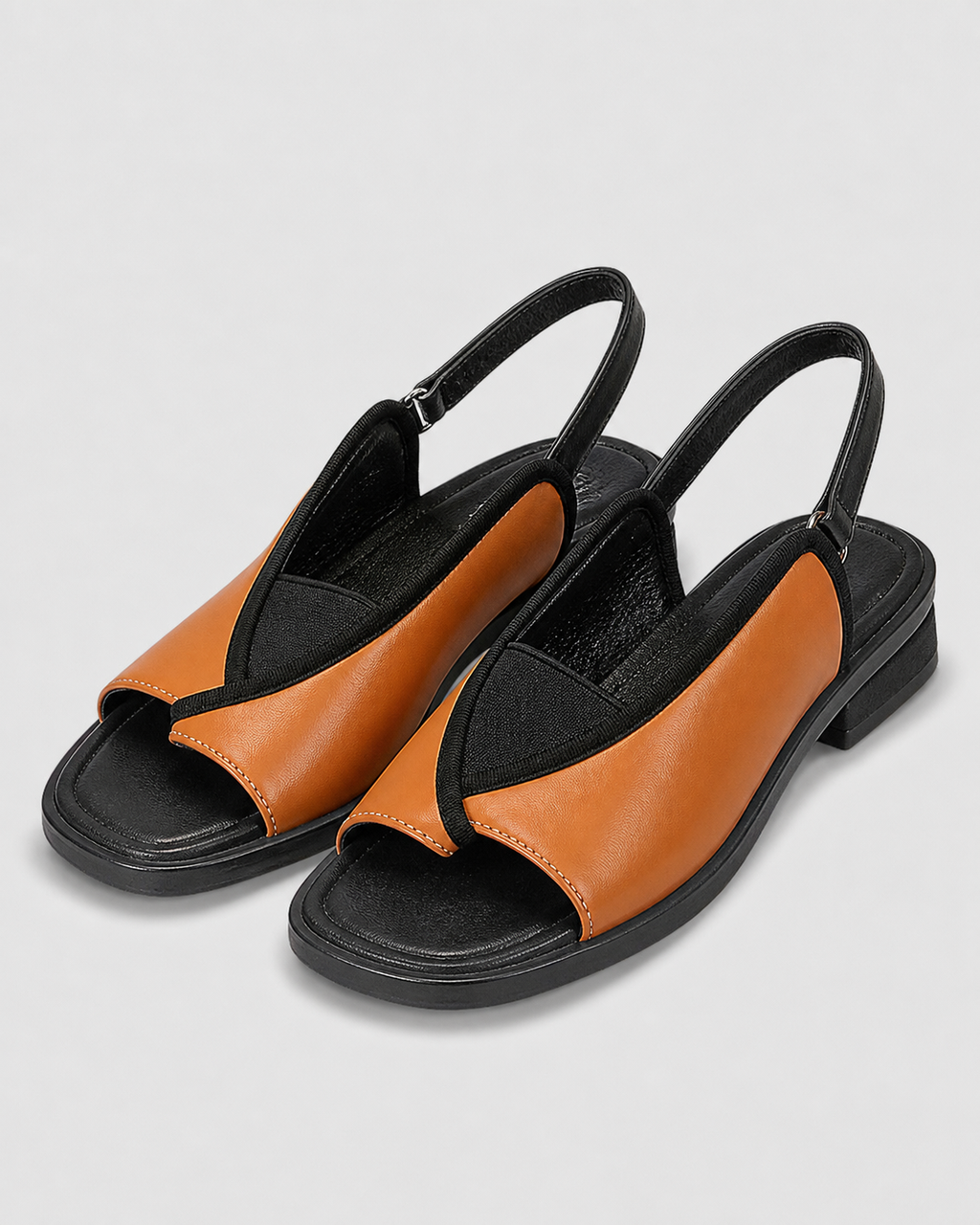 Zola Colourblock Slingback Sandals | Women's Square-Toe Flat Sandals — Orange — hero