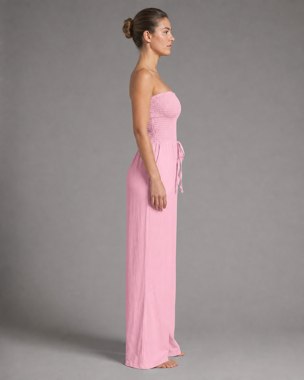 Bella Strapless Jumpsuit | Women's Wide-Leg One-Piece — Pink — side