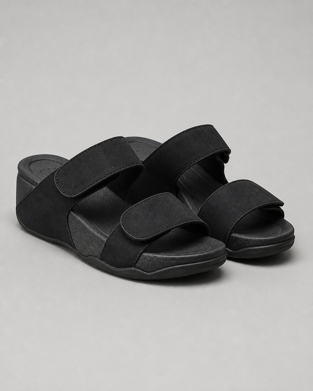 Phanni Wide-Band Comfort Sandals | Women's Slip-On Summer Sandals — Black — hero
