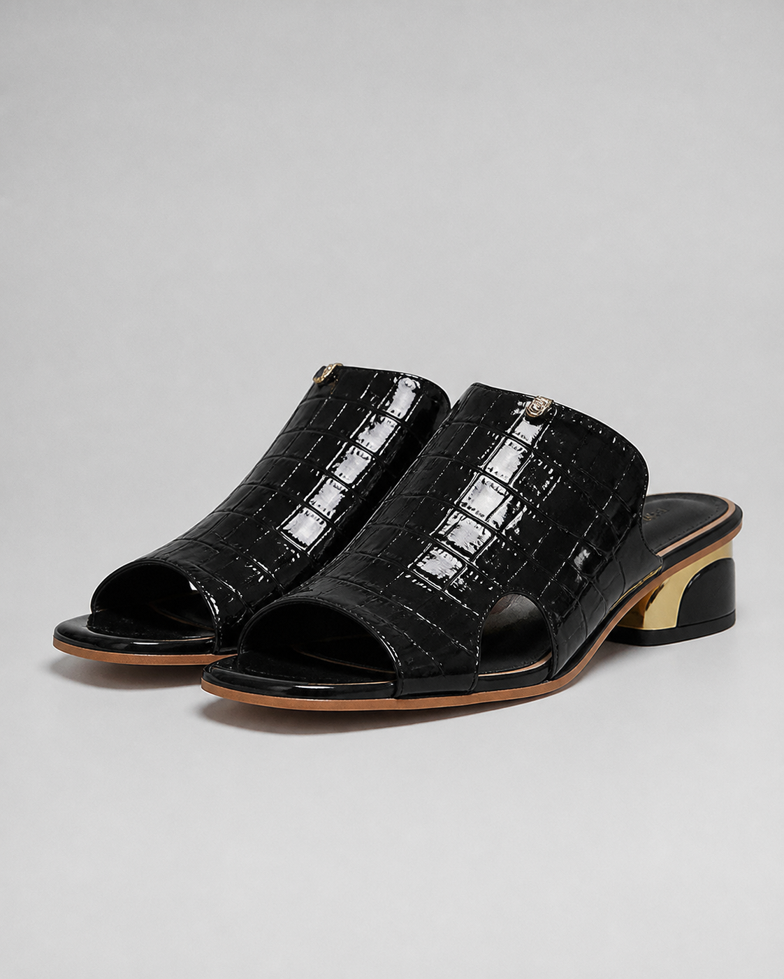 Arabilla Croc-Effect Slingback Sandals | Women's Low Heel Sandals — Black — hero