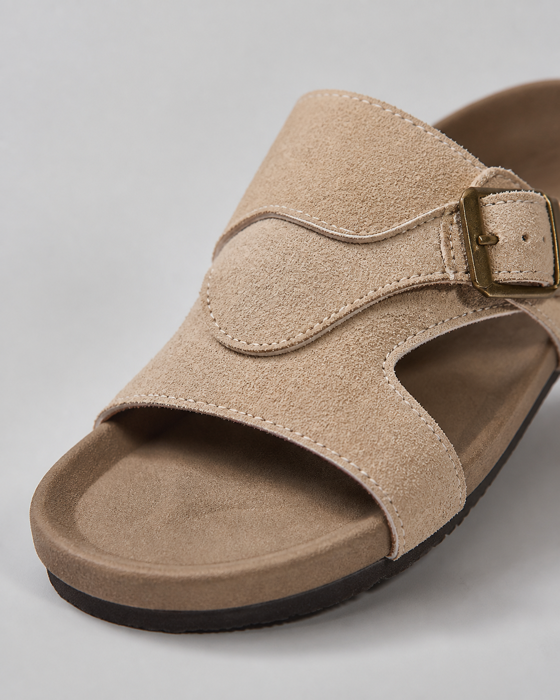 Lidiya Wide-Band Flat Sandals | Women's Slingback Comfort Sandals — Beige — macro