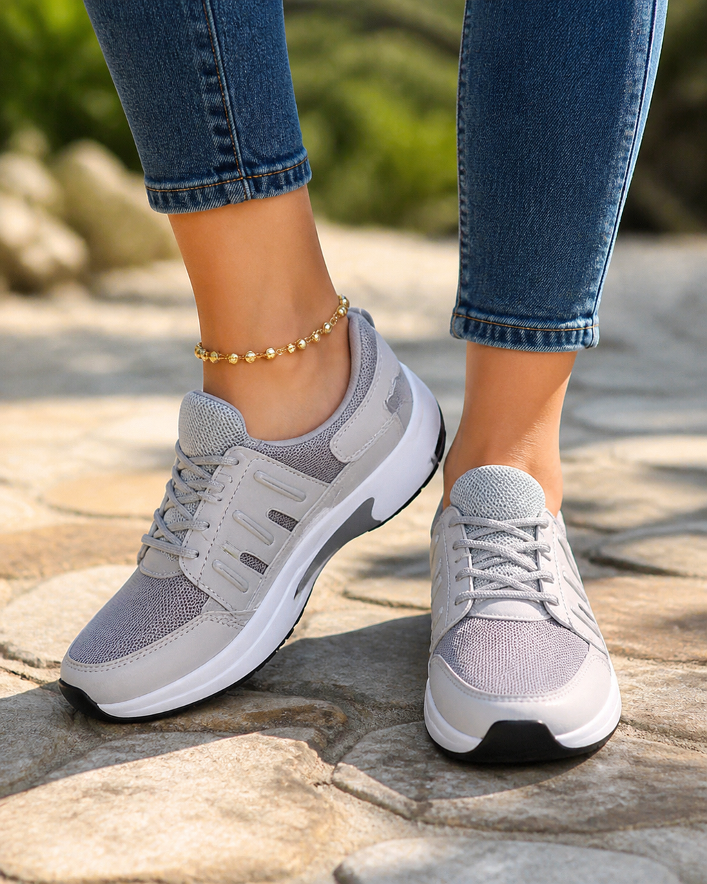 Thea Air-Cushion Platform Sneakers | Women's Running Trainers — Grey — onfoot