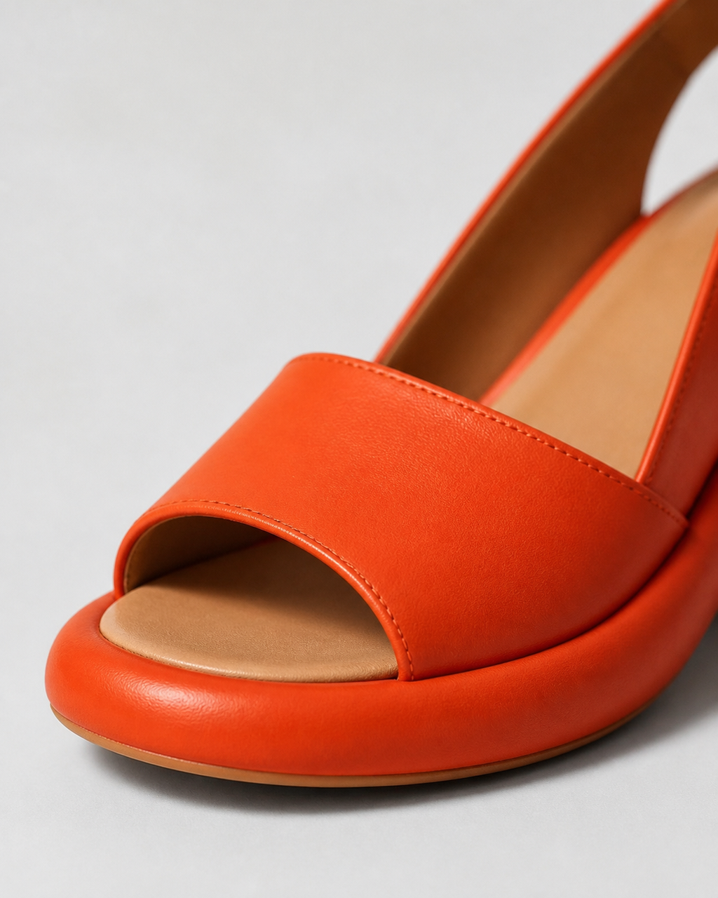 Bondi Peep-Toe Flatform Sandals | Women's Slingback Summer Sandals — Orange — macro