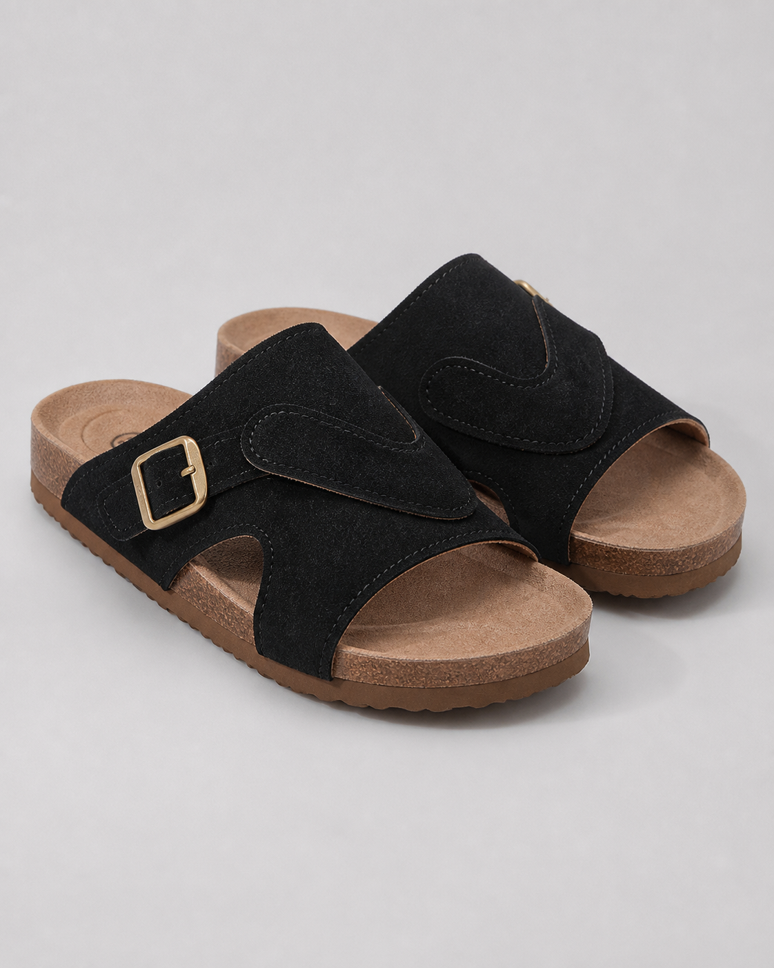 Lidiya Wide-Band Flat Sandals | Women's Slingback Comfort Sandals — Black — hero