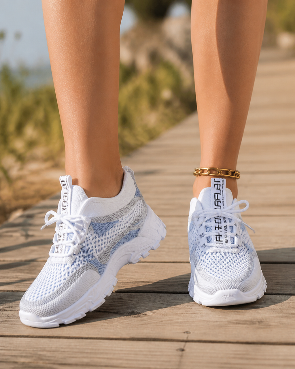 Ondine Breathable Mesh Sneakers | Women's Walking Trainers — Blue — onfoot