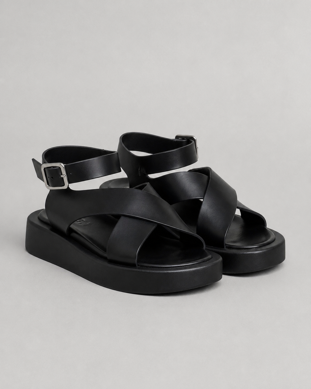 Paloma Criss-Cross Platform Sandals | Women's Ankle-Strap Sandals — Black — hero