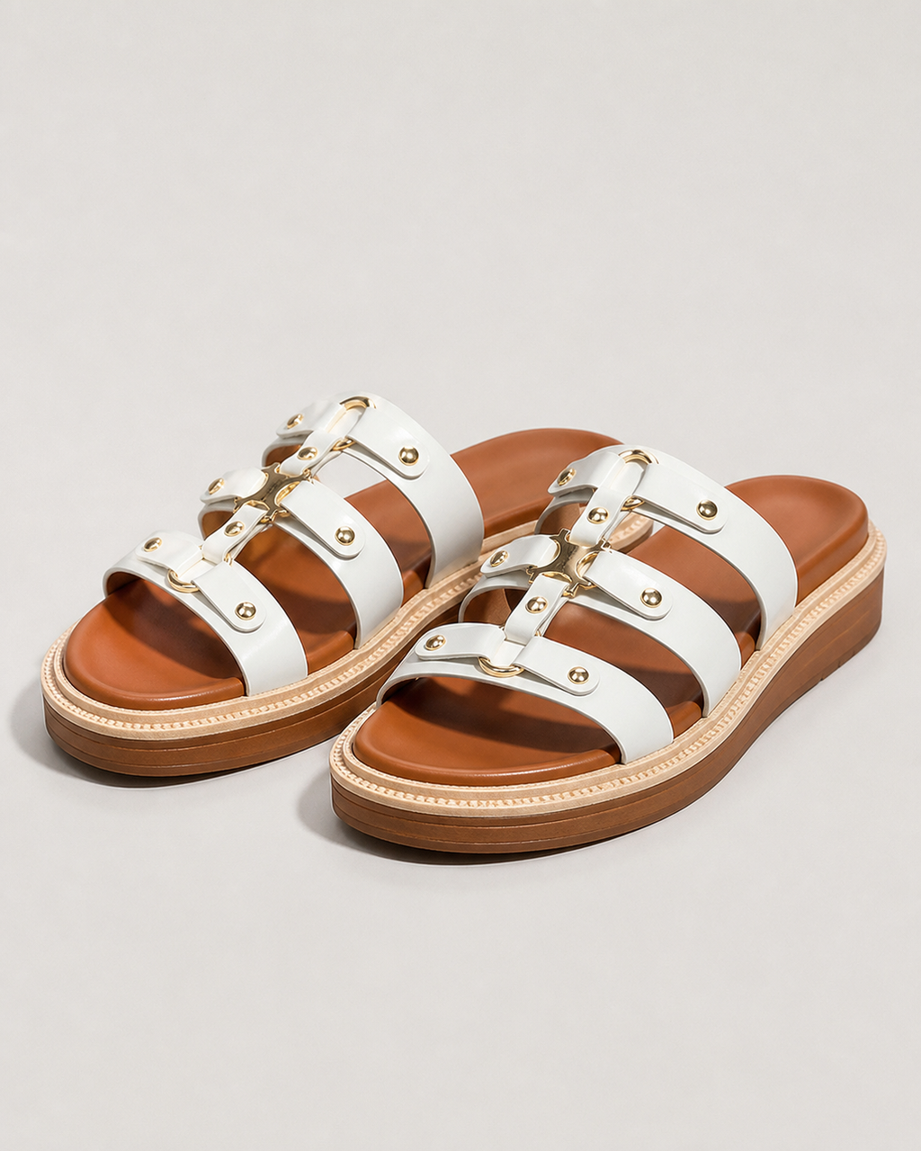 Roma Studded Trail Sandals | Women's Sport Comfort Sandals — White — hero