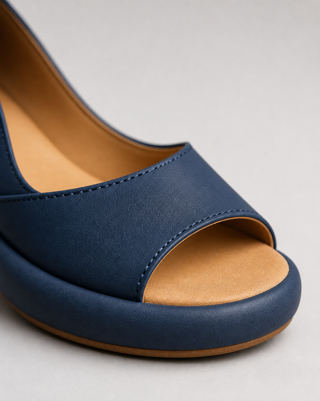 Solea Cushioned Peep-Toe Sandals | Women's Slip-On Comfort Sandals — Blue — macro