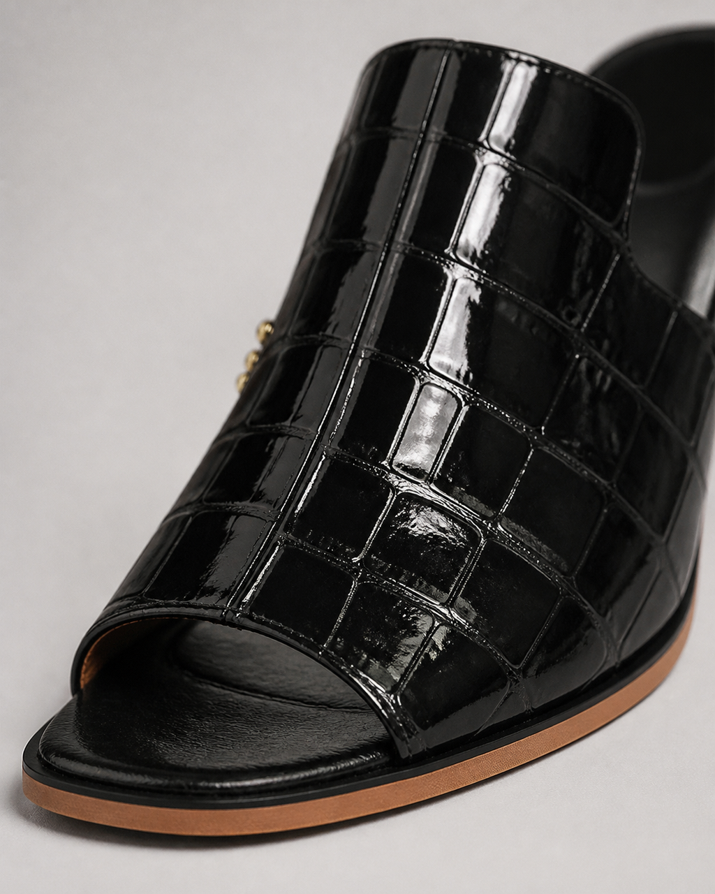 Arabilla Croc-Effect Slingback Sandals | Women's Low Heel Sandals — Black — macro