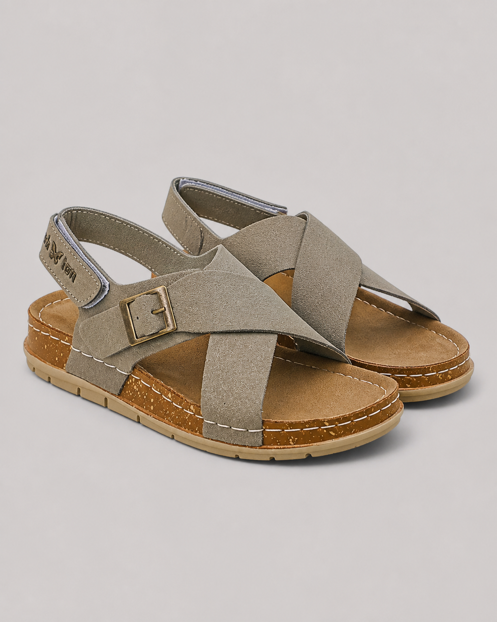 Viola Cross-Strap Wedge Sandals | Women's Cushioned Comfort Sandals — Olive — hero