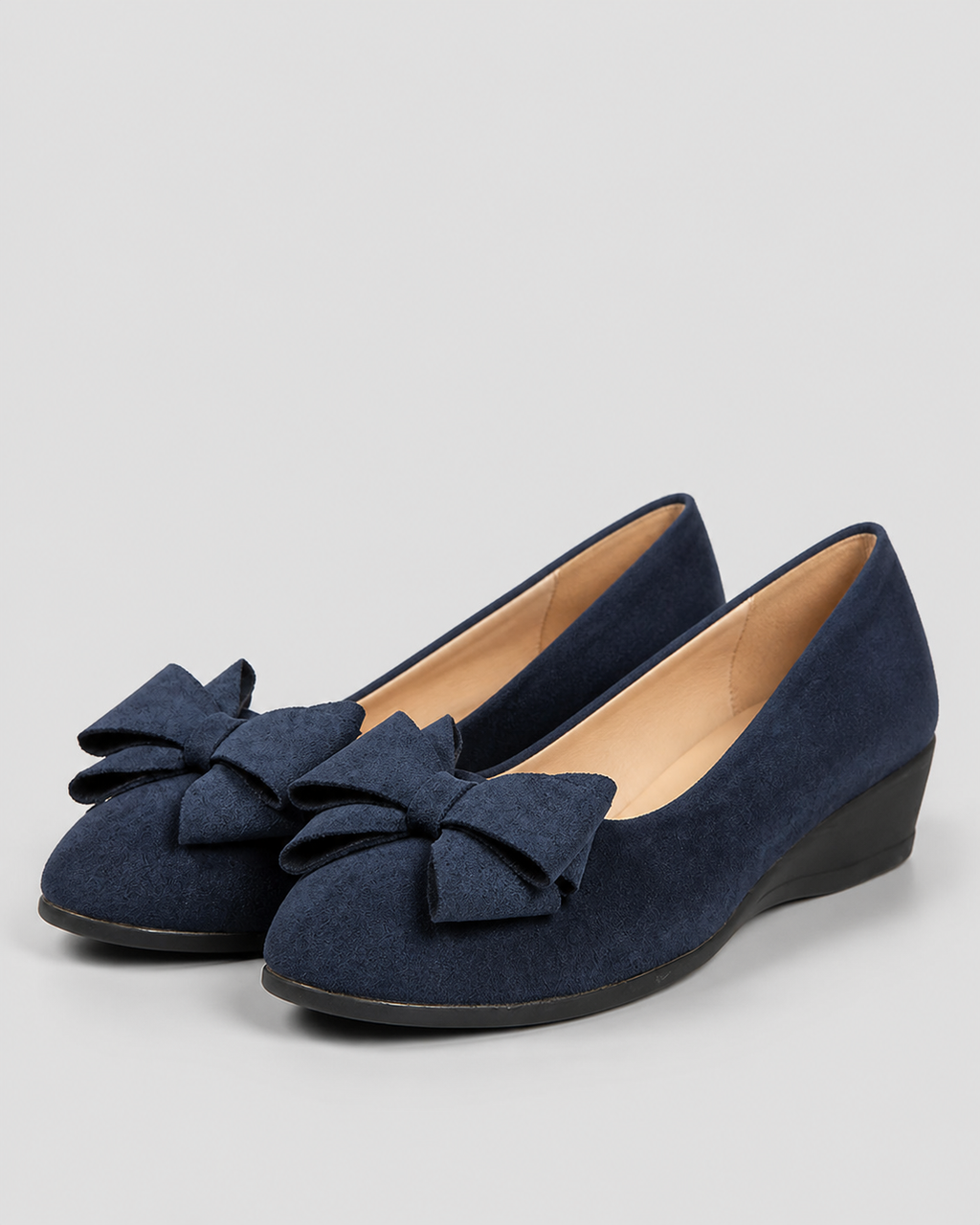 Maisie Wedge Ballet Flats | Women's Bow Slip-On Flats — Blue — hero