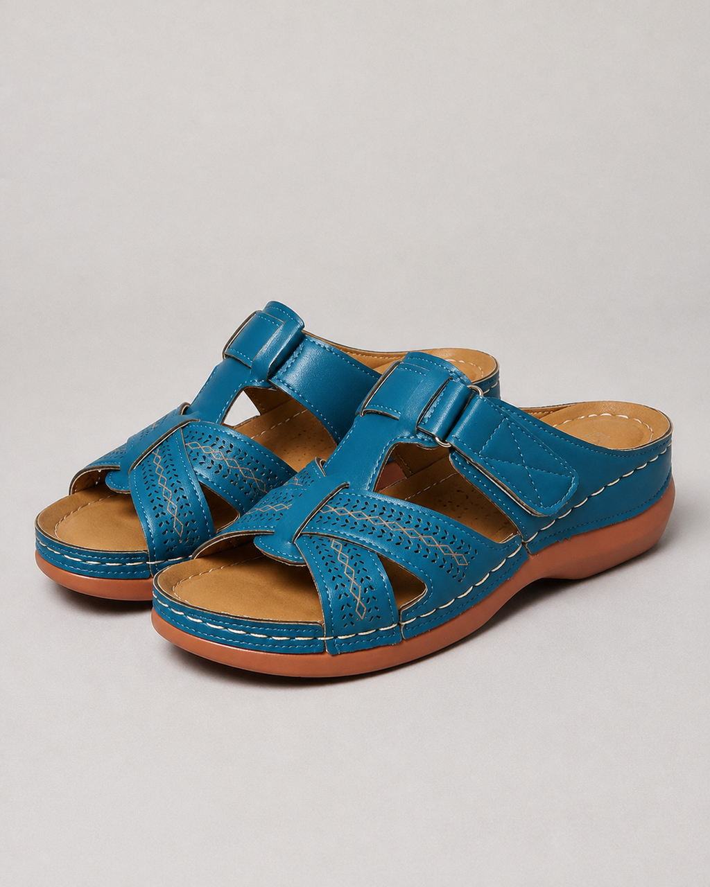 Aria Woven Wedge Sandals | Women's Cushioned Toe-Loop Sandals — Sky Blue — hero