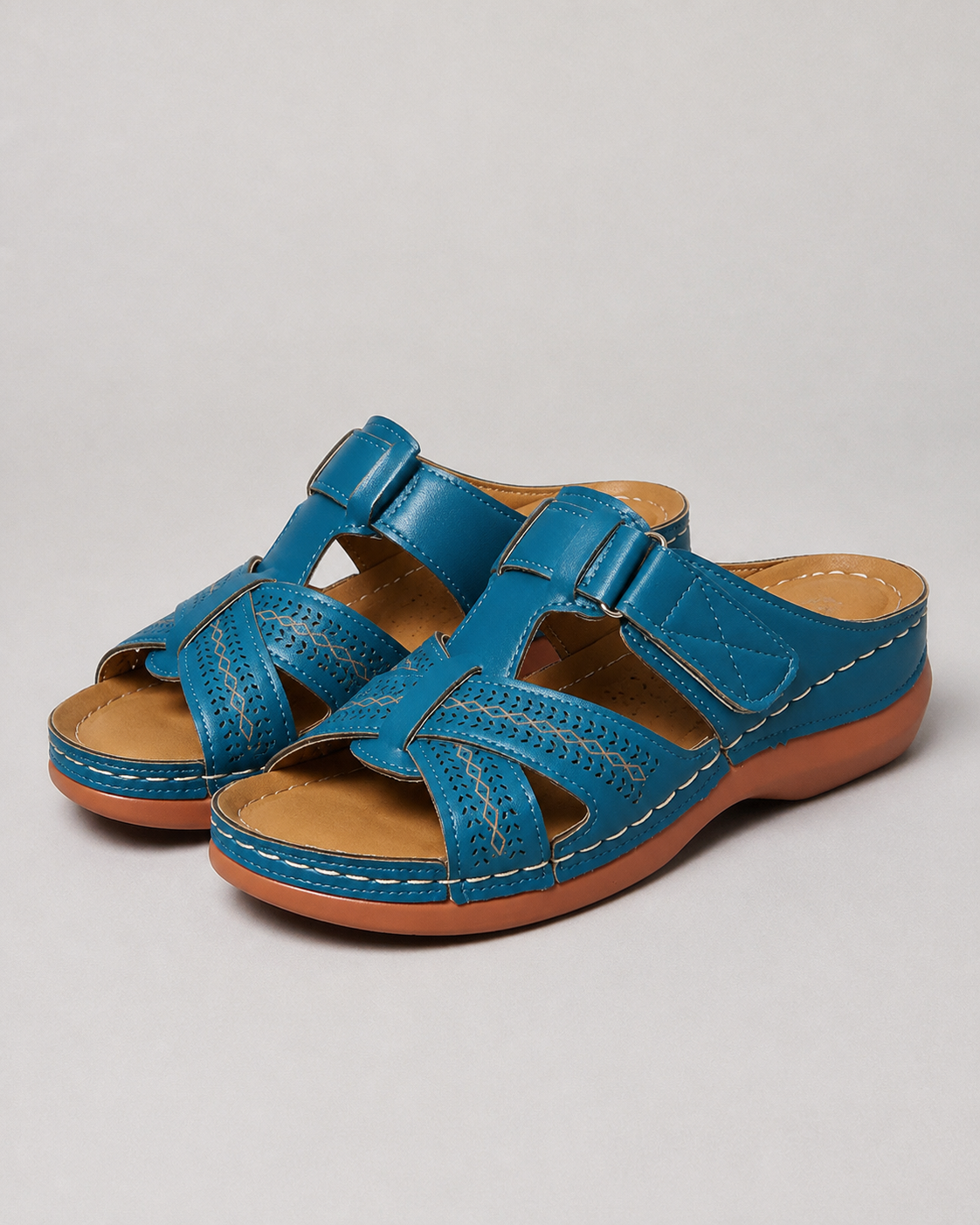 Aria Woven Wedge Sandals | Women's Cushioned Toe-Loop Sandals — Sky Blue — hero