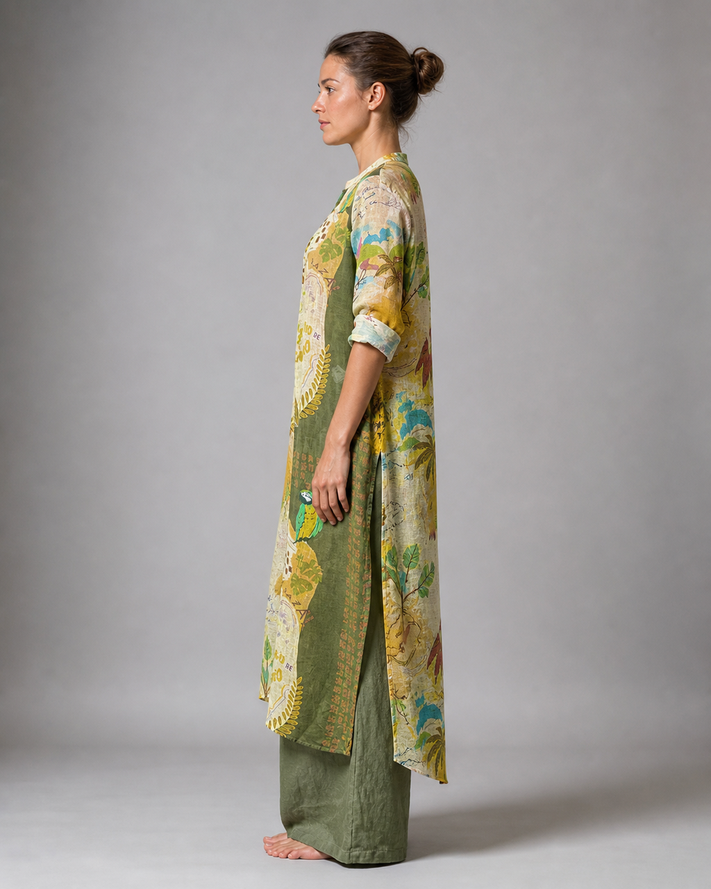 Andrea Summer Co-Ord | Women's Two-Piece Trouser Set — Yellow/Green — side